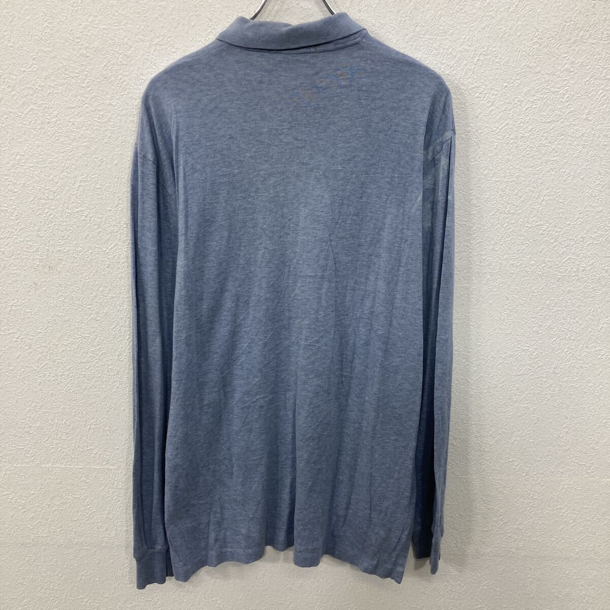 新品 現行 ラルフローレン ポロシャツ グレー 群青ポニー Mサイズ POLO RALPH LAUREN 長袖 ポロシャツ M ブルー系 ポロラルフ