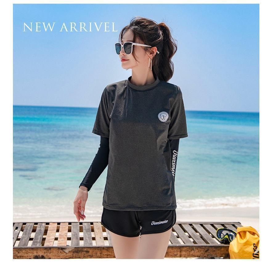 水着 ラッシュガード セット レディース メンズ 上下セット ペア 水着 カップル おしゃれ ママ 長袖 日焼け防止 UVカット 水陸両用 体型カバー