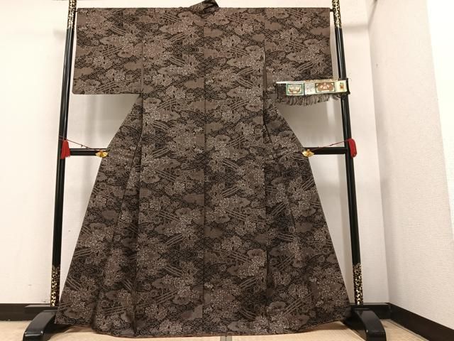 平和屋着物■極上　本場大島紬　7マルキ　古代染色純泥染　入来玄彩　色紙蝶文　カネトク謹製　証紙付き　逸品　DZAA7257kh5 平和屋着物□極上 本場大島紬 7マルキ 古代染色純泥染 入来