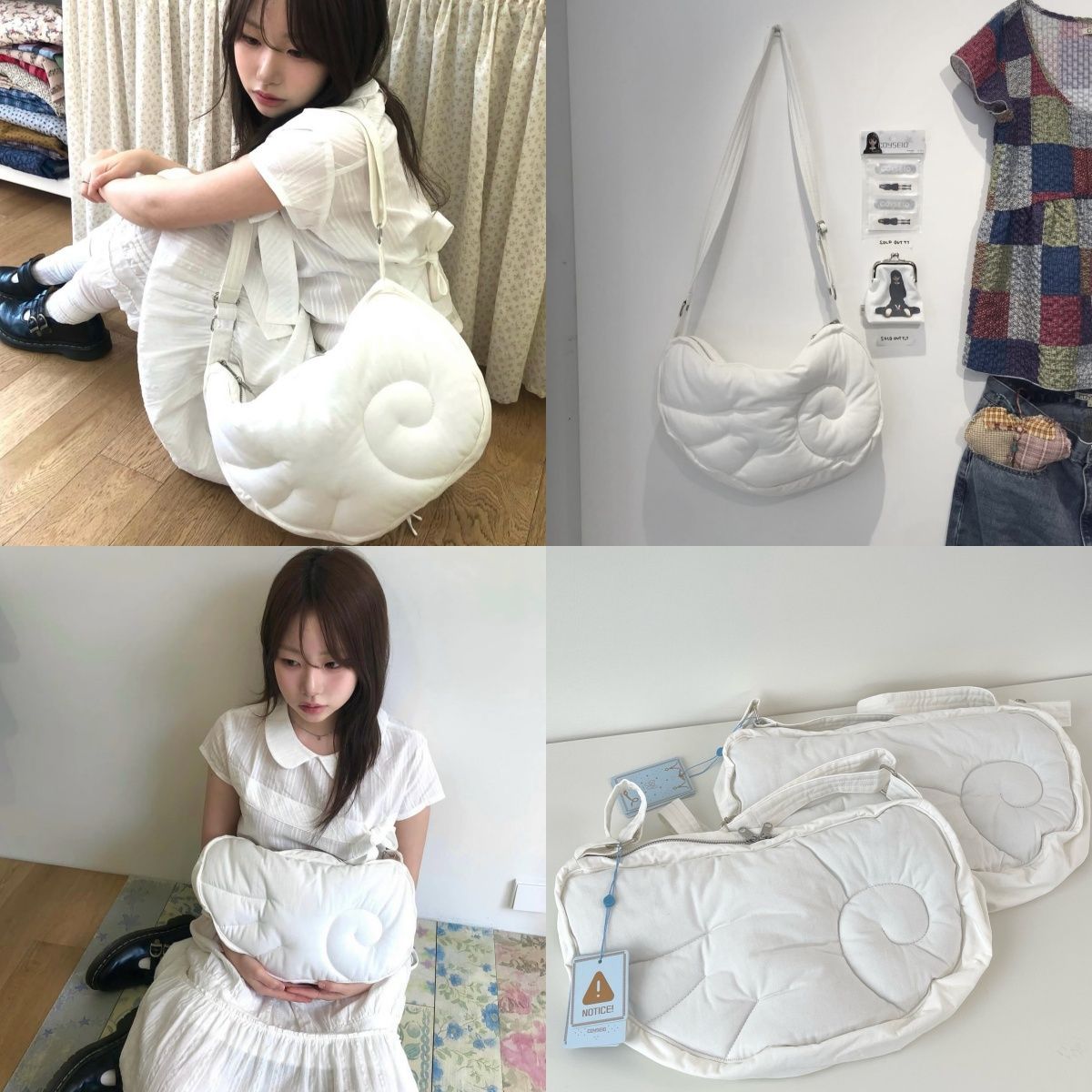 韓国COYSEIO WING BAG WHITE 大人気 羽柄 ハンドバッグ トート