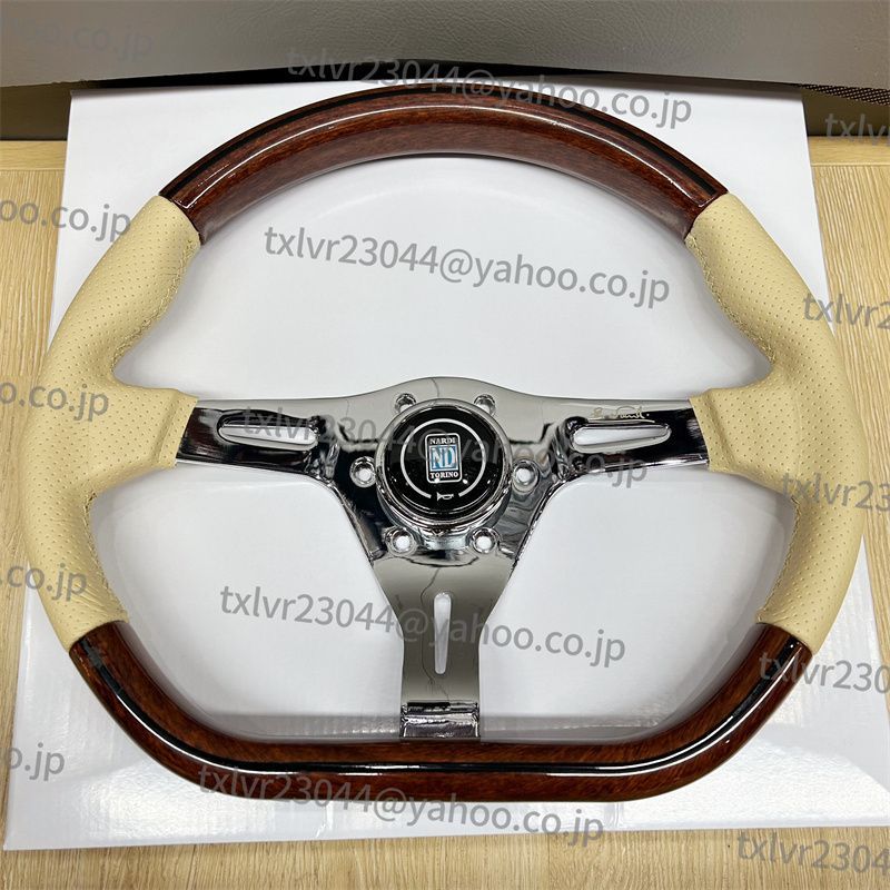 Nardi ステアリング 復古 D型 ウッド調 スポーツステアリングホイール 車ハンドル350mm 14インチ レース ドリフ 0112