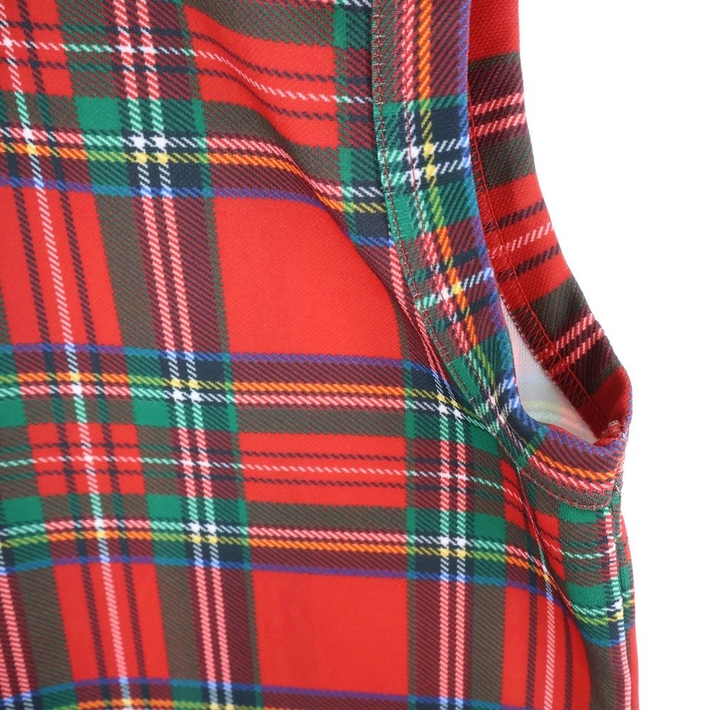 COMME des GARCONS コムデギャルソン 06 SS タータンチェック 転写プリント ノースリーブカットソー レッド レディース GQ-T 017 AD 2005
