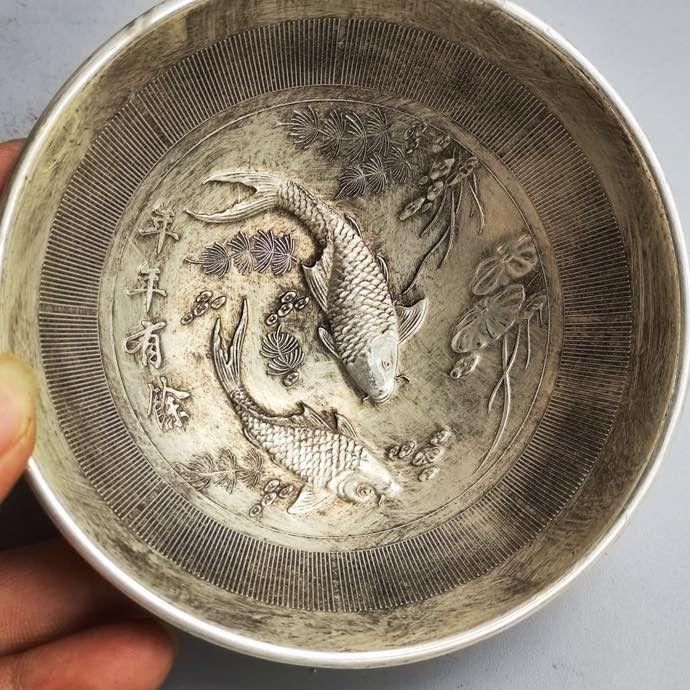 銅器 花開富貴碗 浮彫装飾碗 置物 装飾品 工芸品 美術品 銅器 浮彫花開富貴 毎年あります魚銅碗 工芸品 美術品 置物