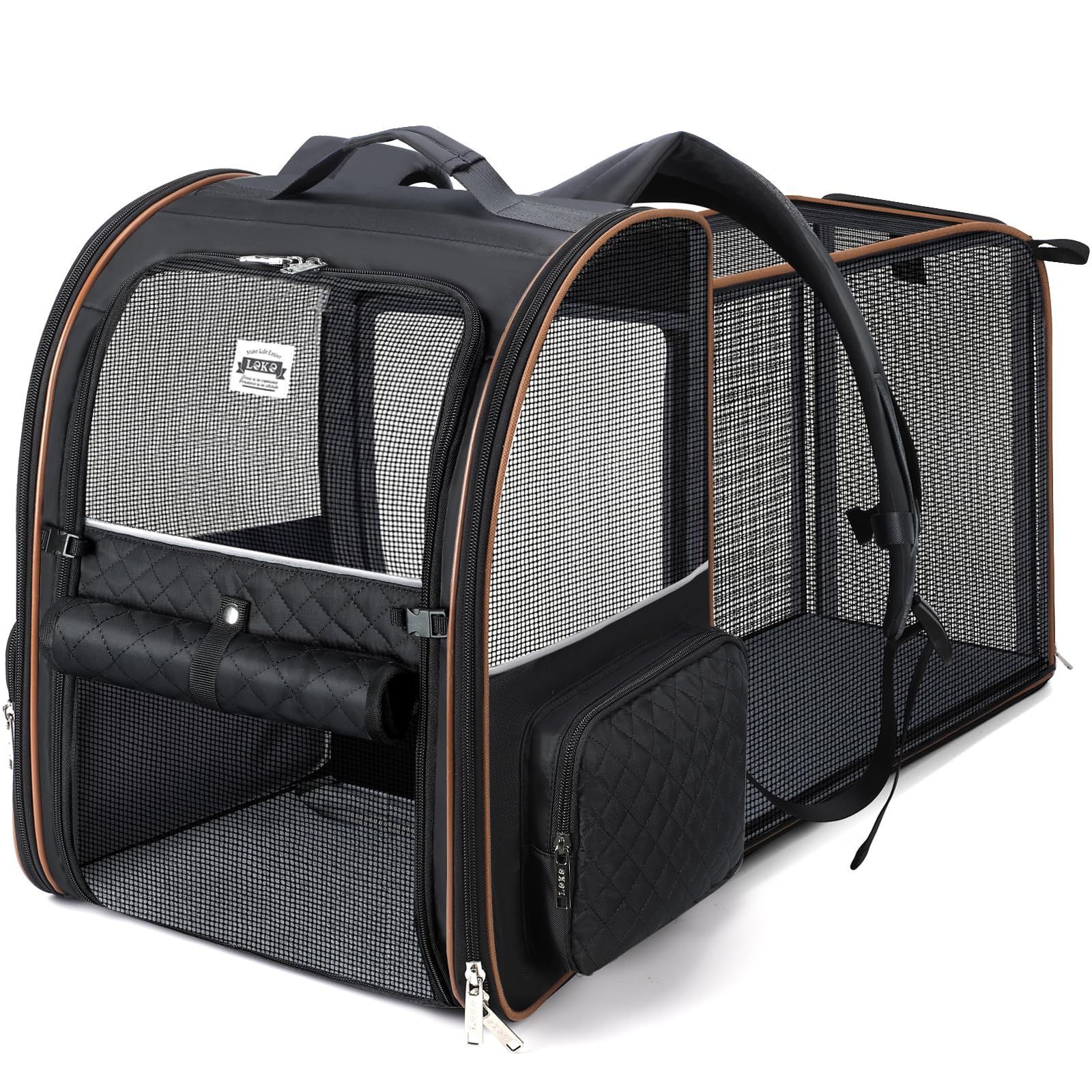 ブラック) (32Lx29Wx42H) 小動物用 小型犬 旅行 避難 防災 通院