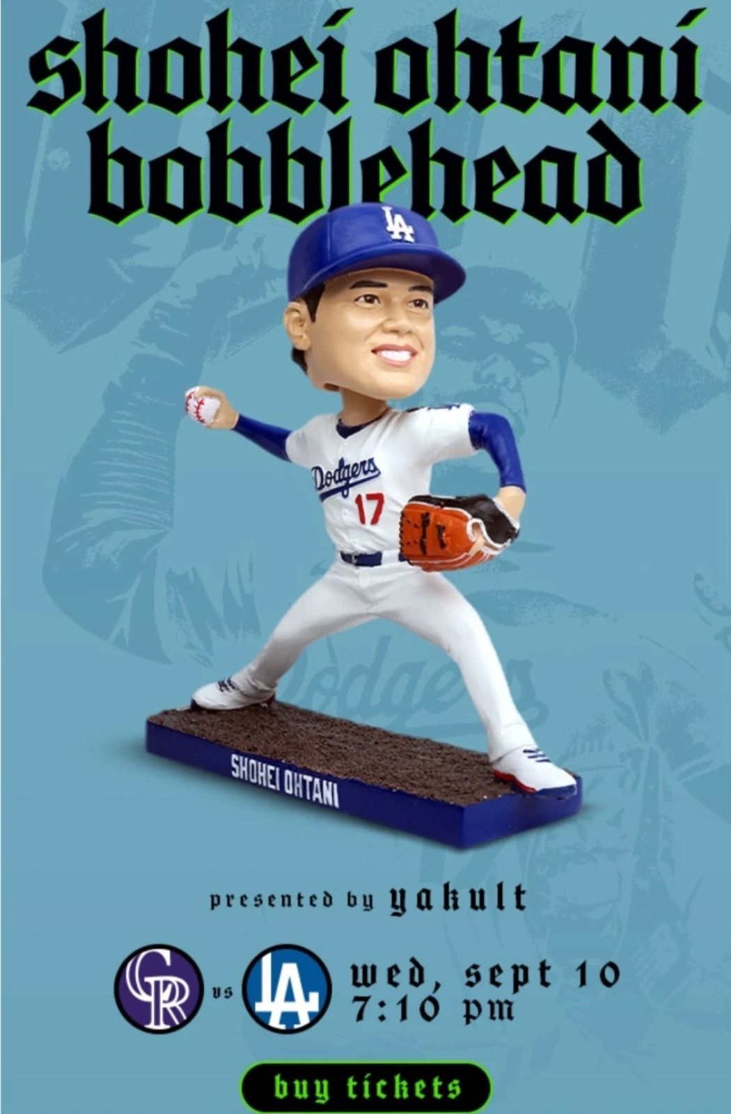 球場 9|10 スタジアム 大谷翔平50|50ピッチングボブルヘッド Dodgers ドジャース