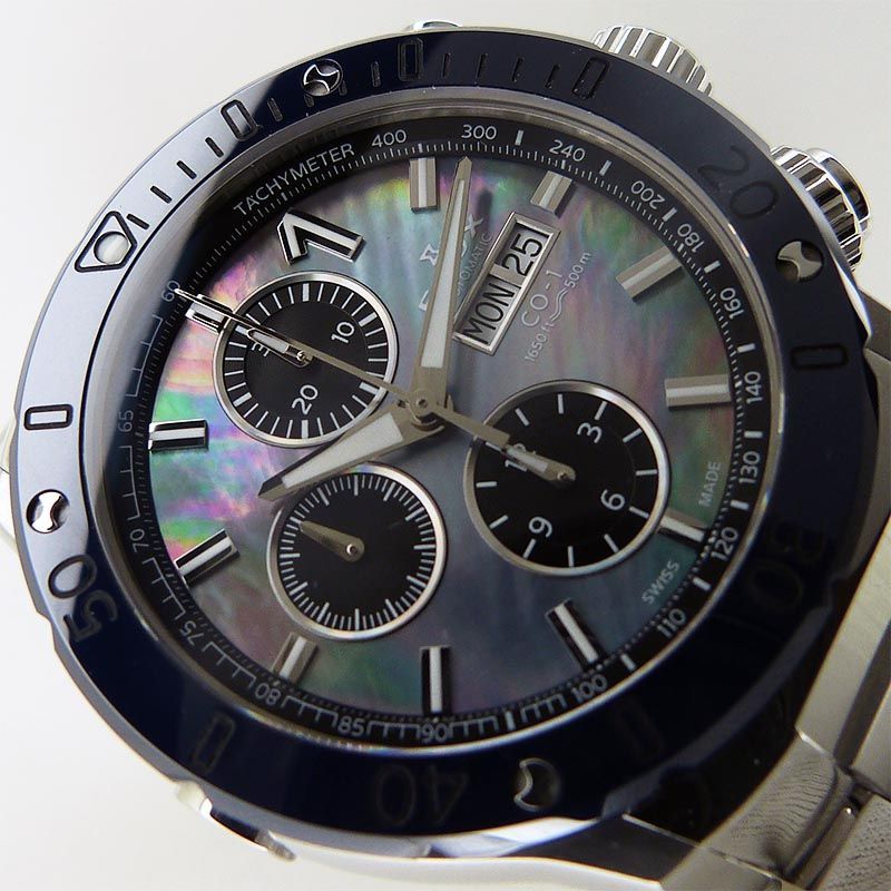 中古美品エドックス【EDOX】 01122-3BU3M-NANIN クロノオフショア1 クロノグラフ オートマチック ジャパン リミテッドエディション 日本限定100本