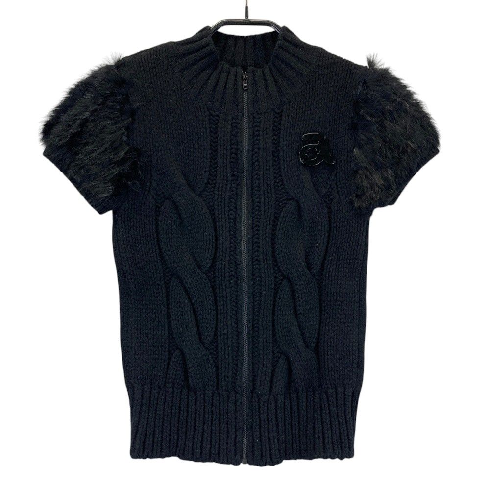 サイズ：36 ARCHIVIO アルチビオ  ウール半袖ジップニット  ブラック系 [240001312567] ゴルフウェア レディース ストスト