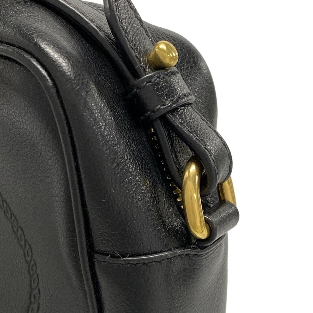 良品✨プラダ　オールレザー　カメラバッグ　ショルダーバッグ　ロゴ型押し　黒 PRADA(プラダ) ショルダーバッグ - 黒 ロゴ型押し加工/カメラ
