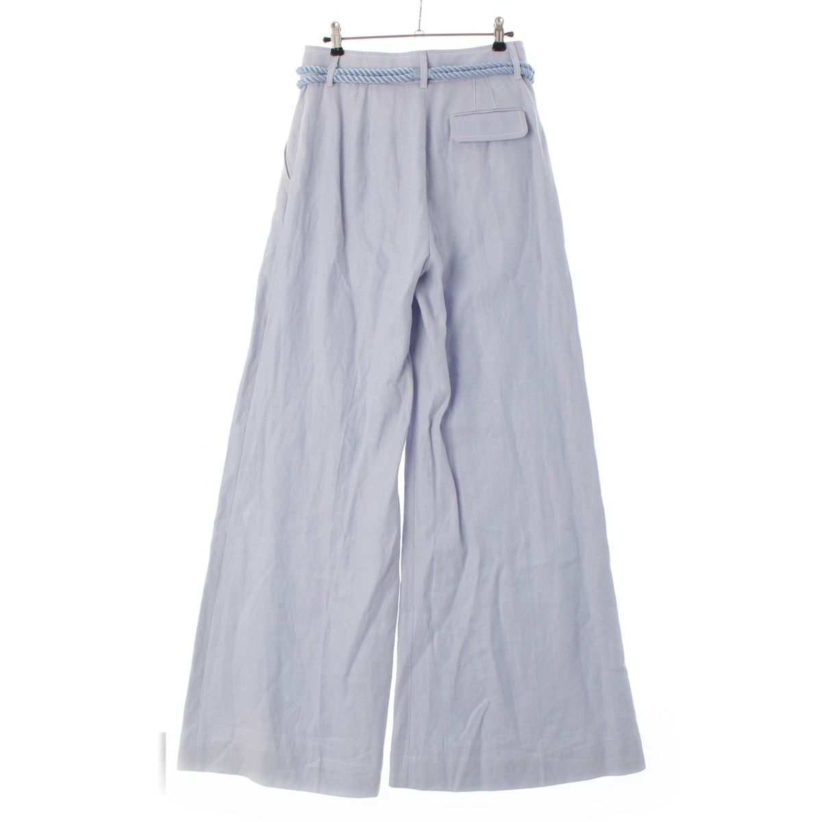 ZIMMERMANN ジマーマン リネン ベルト付き ワイドレッグ パンツ ボトムス ブルー 1