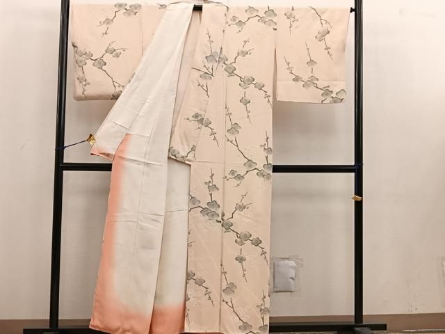 平和屋着物▽小紋 単衣 雪輪草花文 洗える着物 AAAU8700fy 平和屋着物