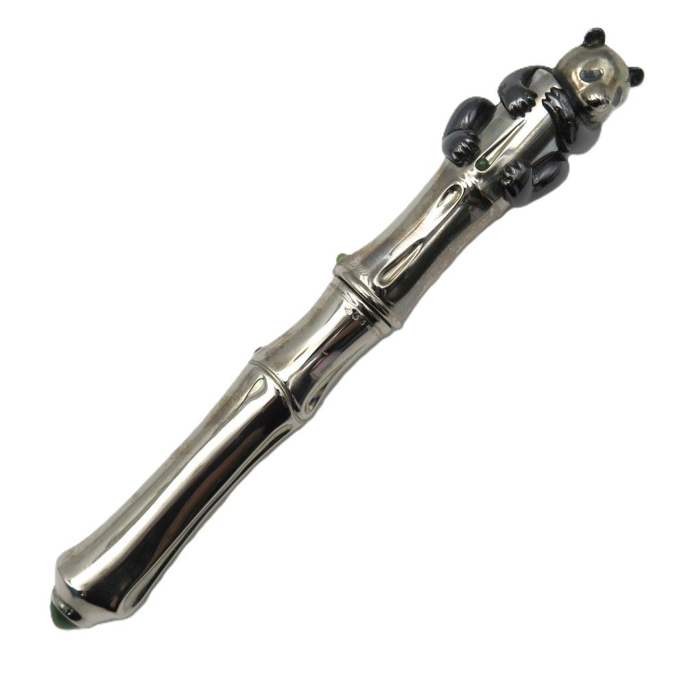 CARTIER カルティエ パンダ デコール 翡翠 イニシエイト万年筆 ST190049 純銀製 36 88 スタンド付 筆記未 万年筆