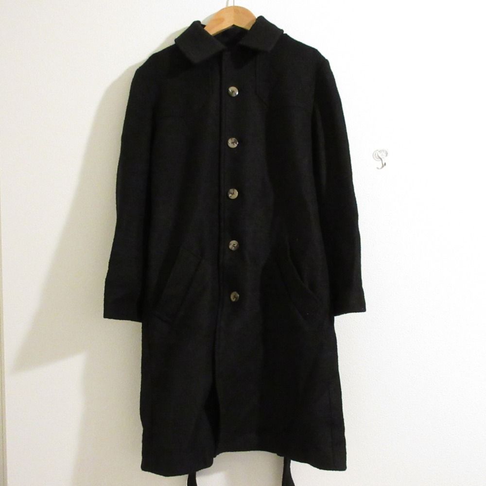 A.P.C. アーペーセー シングル ロング ベルテッド ステン コート バルマカーンコート XS ブラック レディース 古着