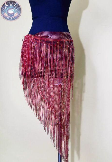 ベリーダンスヒップスカーフ ピンク スワロフスキー