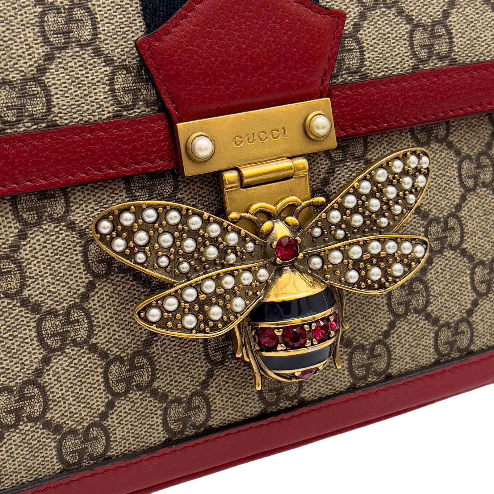 GUCCI グッチ ビー クイーン マーガレット キャンバス レザー 