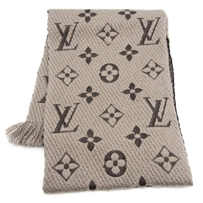 LOUIS VUITTON マフラー　ロゴマニア　グレー 美品 LOUIS VUITTON モノグラム エシャルプ ロゴマニア マフラー