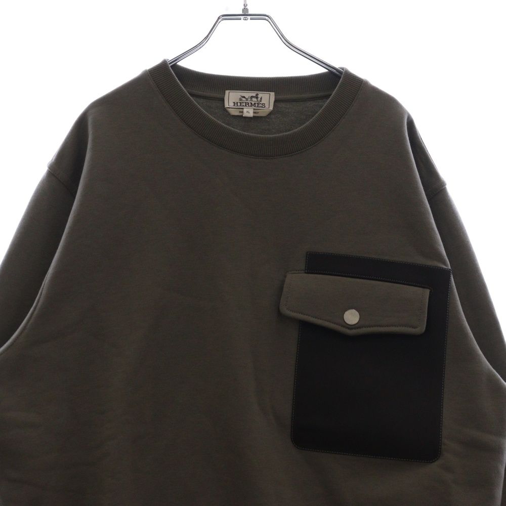 HERMES (エルメス) レザーパッチ クルーネック スウェット