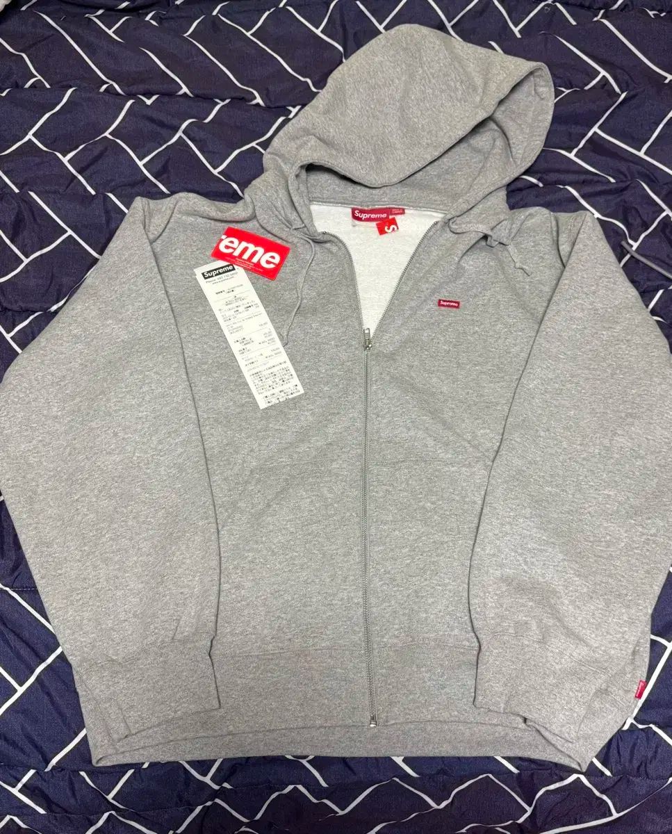 25SS Supreme シュプリーム スモールボックスロゴ フード付き ジップアップパーカー ヘザー グレー XL