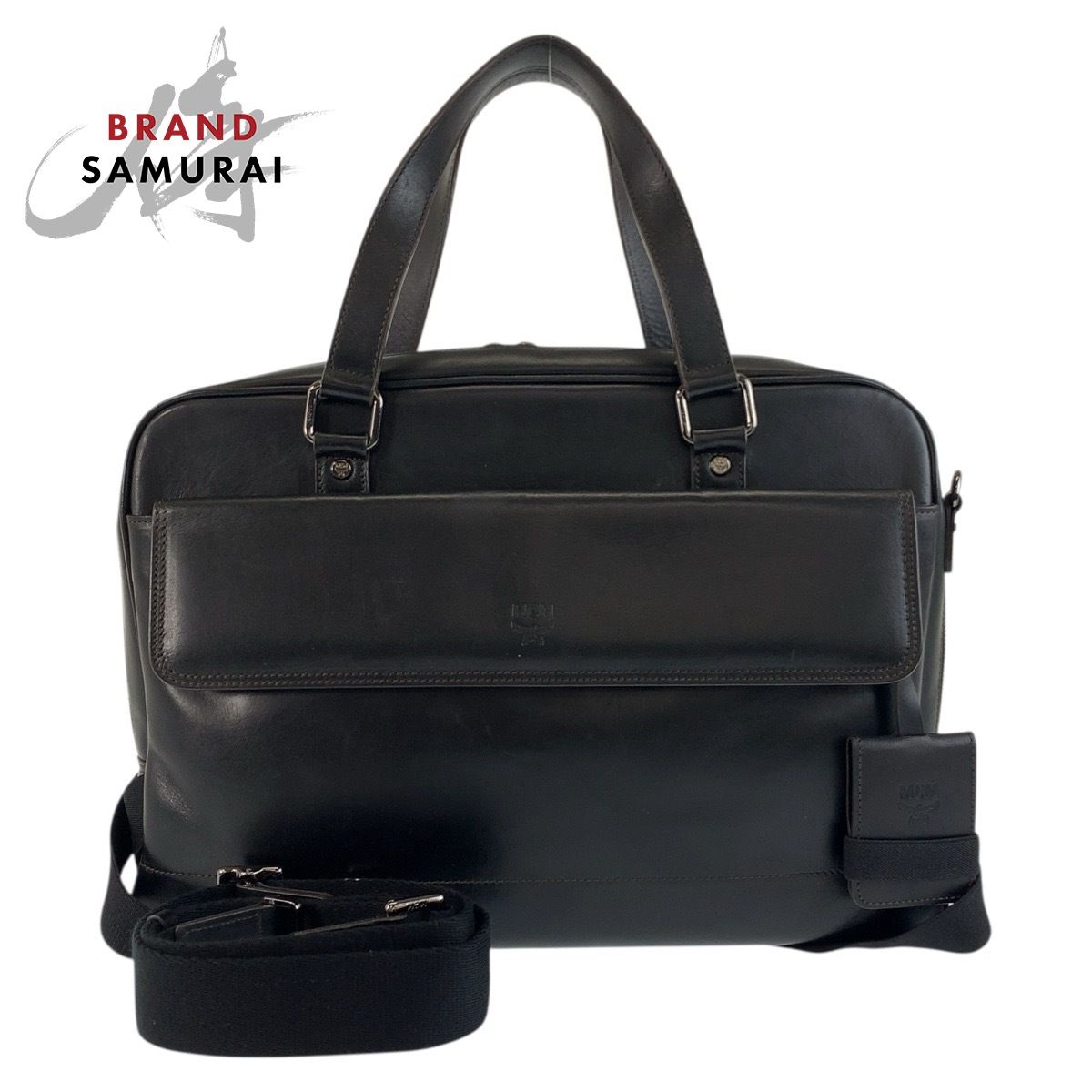 MCM エム シー エム ブラック 黒 シルバー金具 レザー ビジネスバッグ ショルダーバッグ 2way メンズ 502821