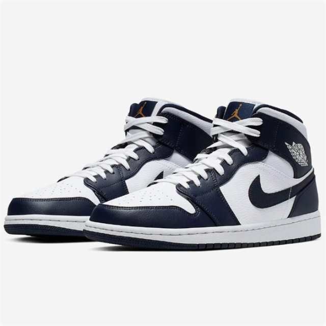 新品 NIKE ナイキ スニーカー NNIKE エア ジョーダン ワン ミッド AIR JORDAN 1 MID ホワイト/オブシディアン/メタリックゴールド 554724-174 メンズ レディース 男女兼用 並行輸入品