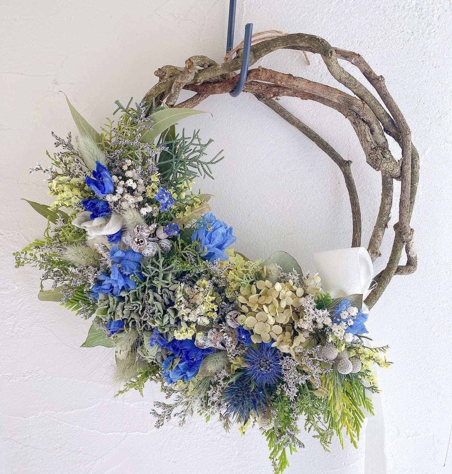 メルカリshops ドライフラワー 夏の涼やかリース Blue Green リースブーケにも