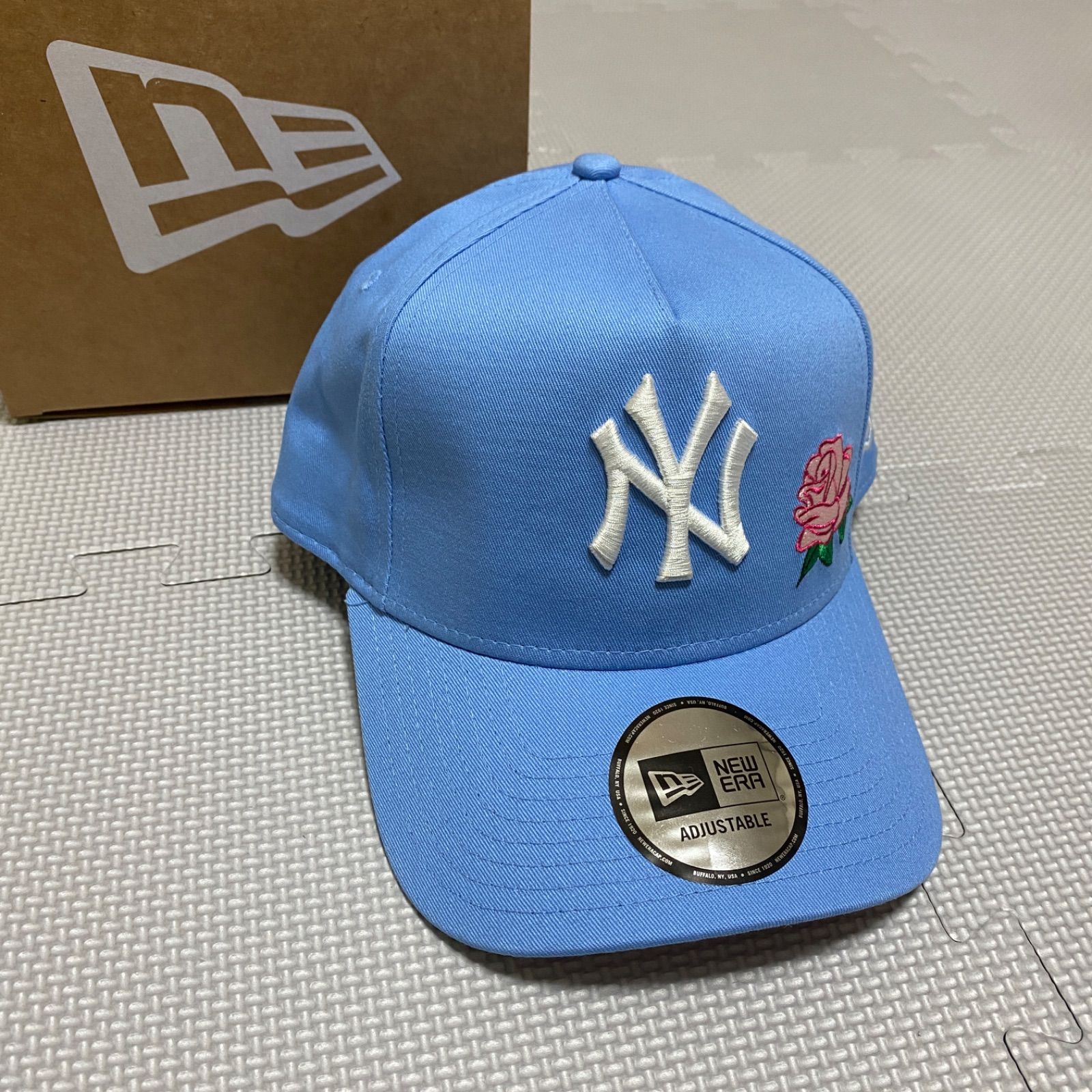 木造 ☆新品☆ NEWERA NY ヤンキース キャップ 薔薇 スカイブルー