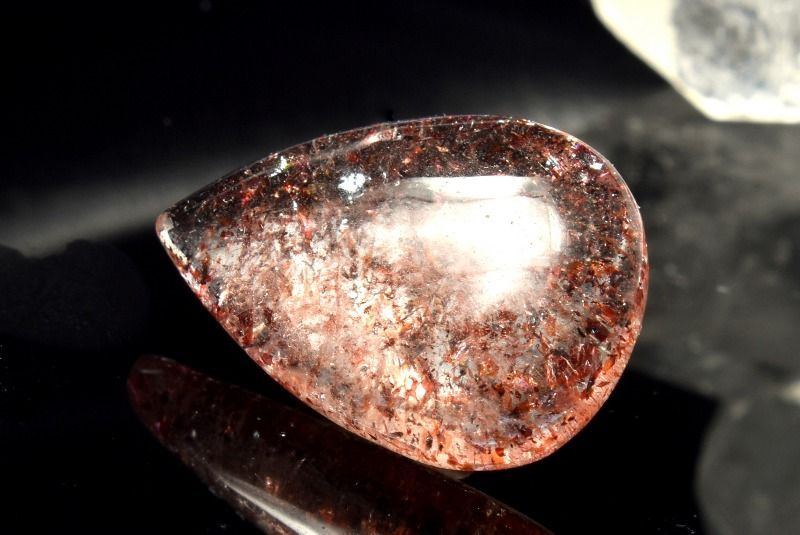 １点物 AAAA レピドクロサイトの輝き ストロベリークォーツ レピドクロサイトインクォーツ 19x13mm ドロップ ルース パワーストーン 天然石 _PC6101