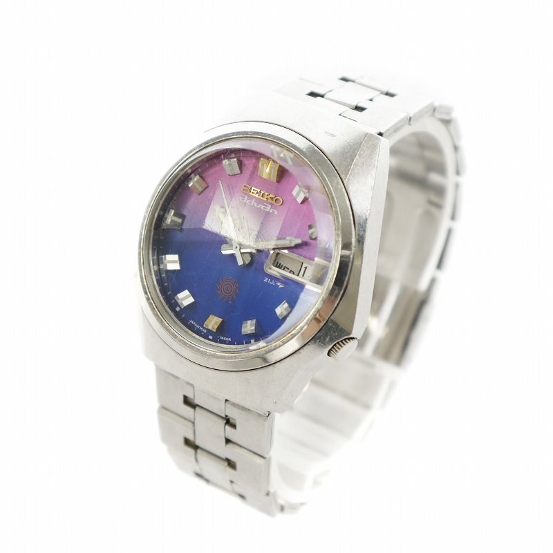 セイコー SEIKO advan 7019-7330 アドバン 腕時計 ヴィンテージ アンティーク ウォッチ 自動巻き デイト カットガラス  純正バンド 上下非対称幾何学ケース 青文字盤 シルバー色 SS □GY18 /MQ - メルカリ