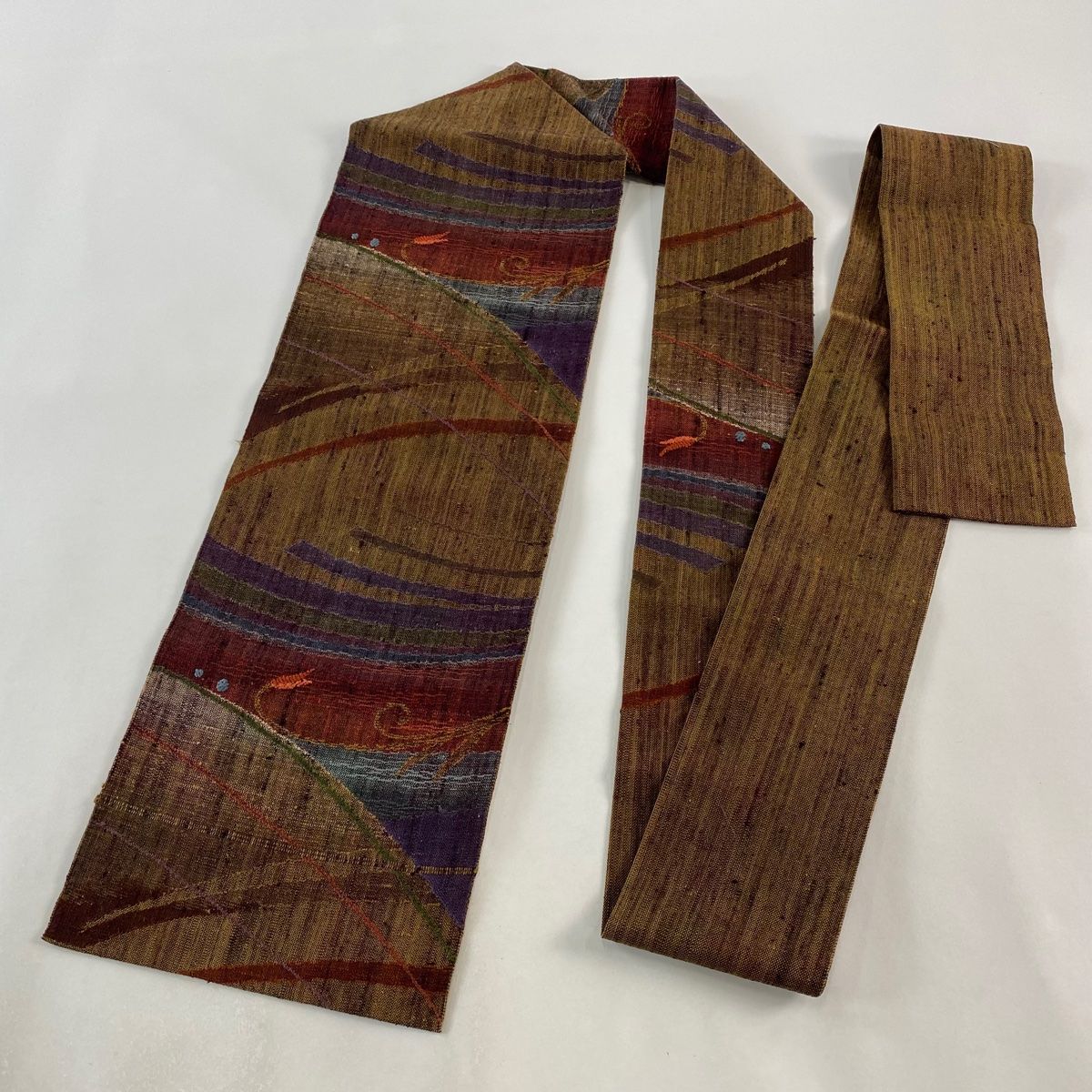 平和屋着物＊夏物 九寸名古屋帯 作家物 手描き 草葉文 正絹 逸品