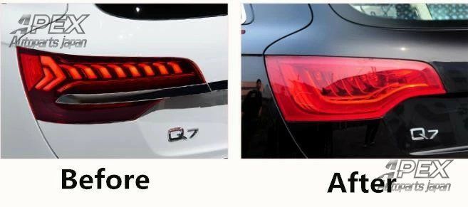 アウディ Q7 2005-2015年 高品質 テールライト テールランプ 流れるウインカー ドレスアップ オープニングモーション付き