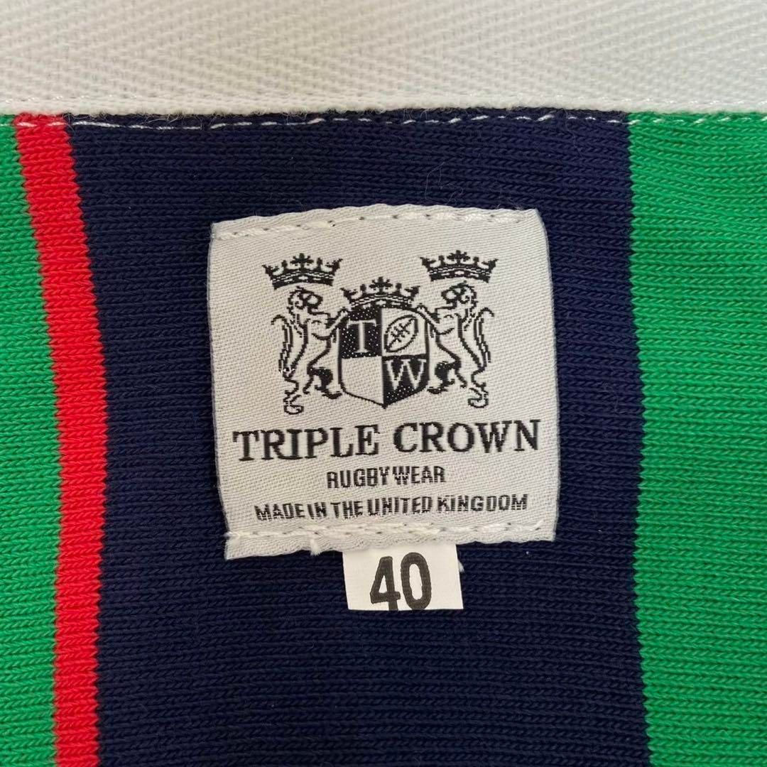 TRIPLE CROWN トリプルクラウン 長袖 ストライプ ポロシャツ 40 TRIPLE CROWN トリプルクラウン 長袖 ストライプ ポロシャツ 40 TRIPLE