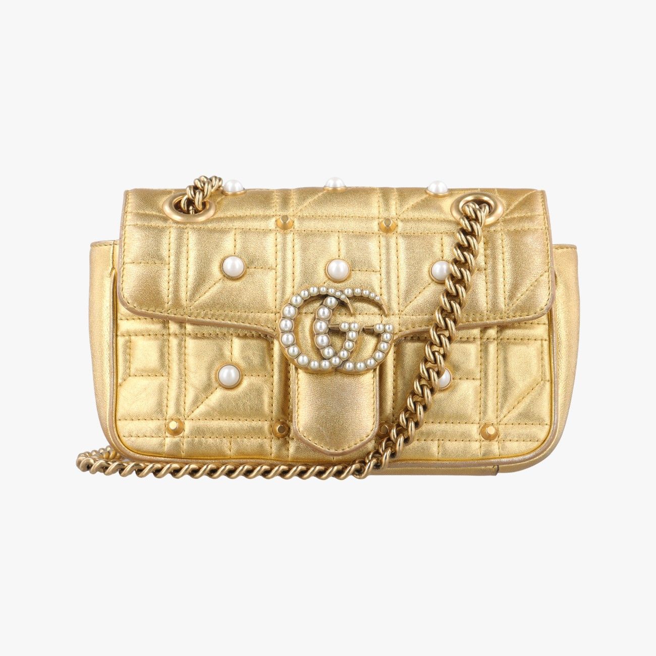 グッチGucciGGマーモント ゴールド レザー 446744 I021451711