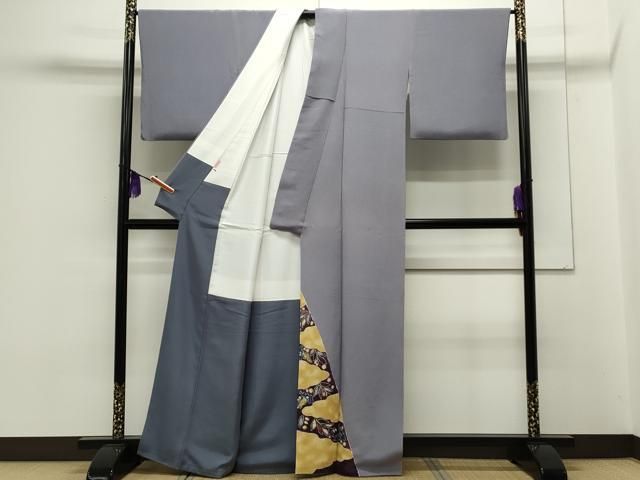 平和屋着物○極上 東京友禅 久呂田明功 青山みとも 訪問着 草葉文 鬼  