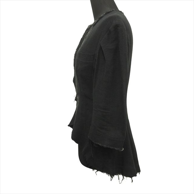 ヨウジヤマモトノアール YOHJI YAMAMOTO NOIR カットオフ フィッシュテール シャツ ブラウス カットソー 七分丈 1 黒 ブラック レディース ヨウジヤマモトノアール YOHJI YAMAMOTO NOIR カットオフ
