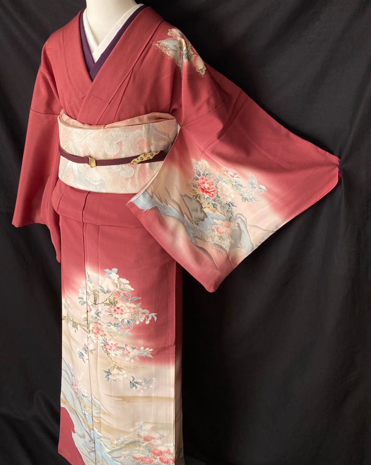 枝垂れ桜の訪問着〉秀品 SALE 黒 桜 トール 裄長め | justinmychals.com