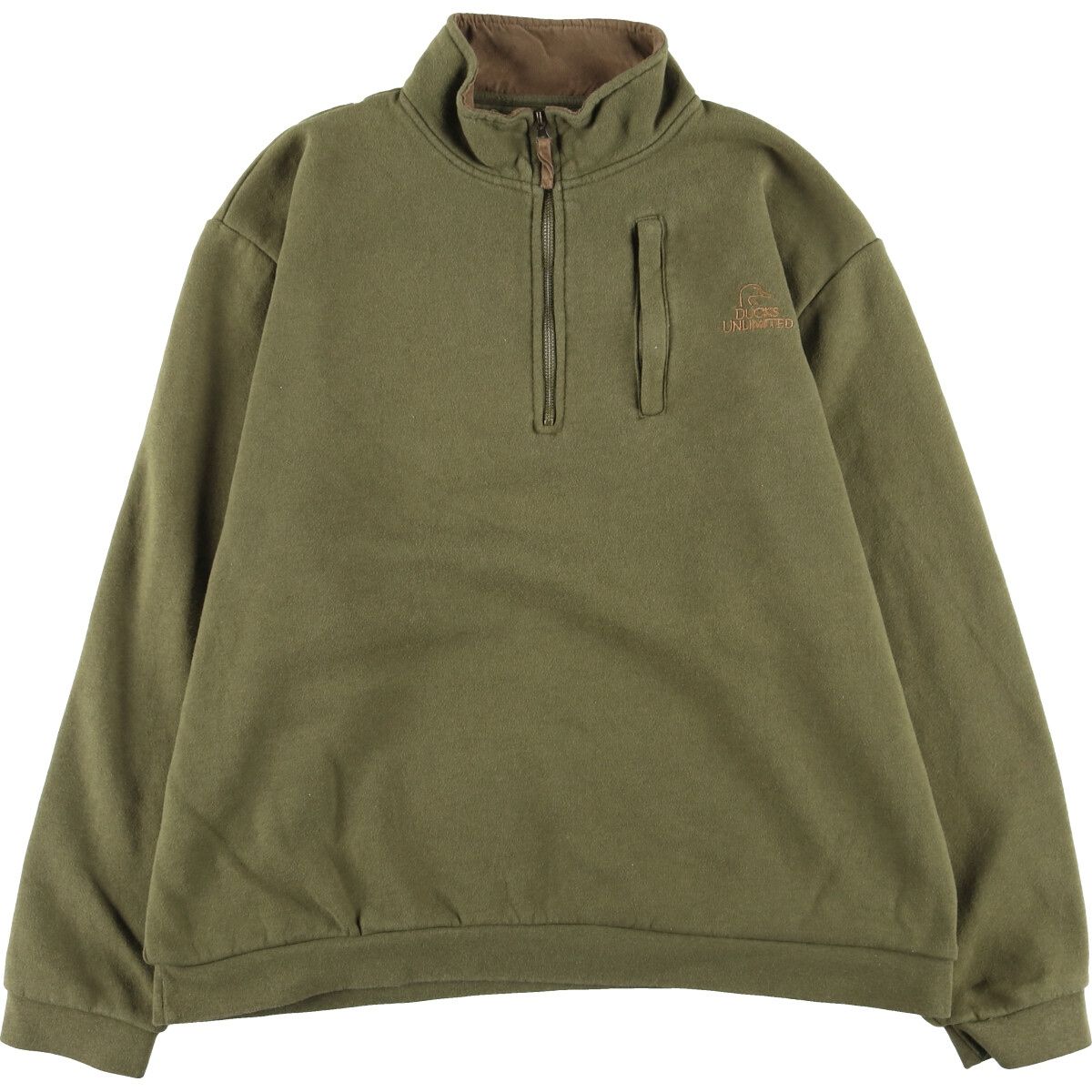 古着 DUCKS UNLIMITED ハーフジップスウェットシャツ トレーナー メンズXL/eaa423901