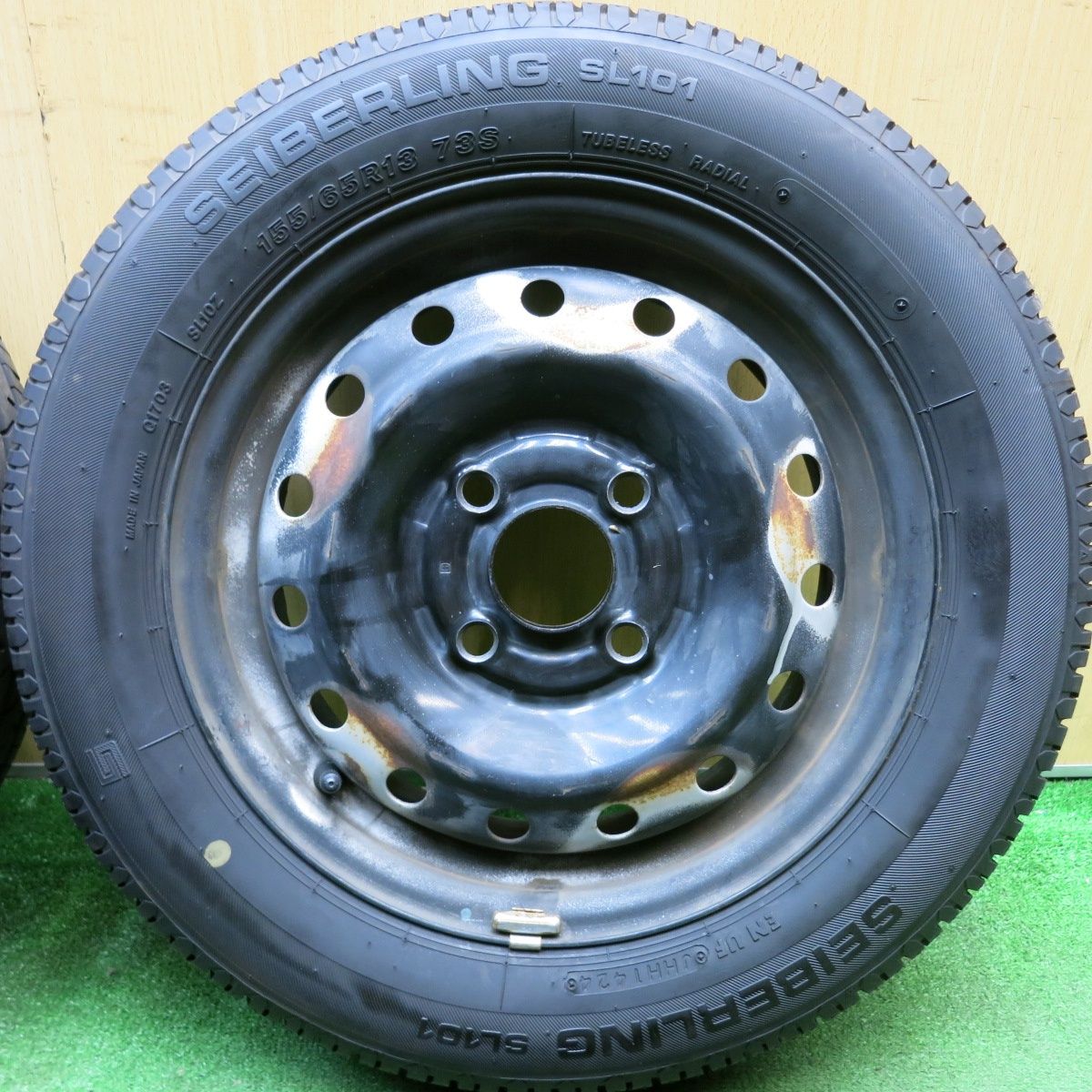 超バリ溝 24年 9.5分以上 155 65R13 セイバーリング SL101 TOPY スチール ホイール 13インチ PCD100 4H 5092801HAノ