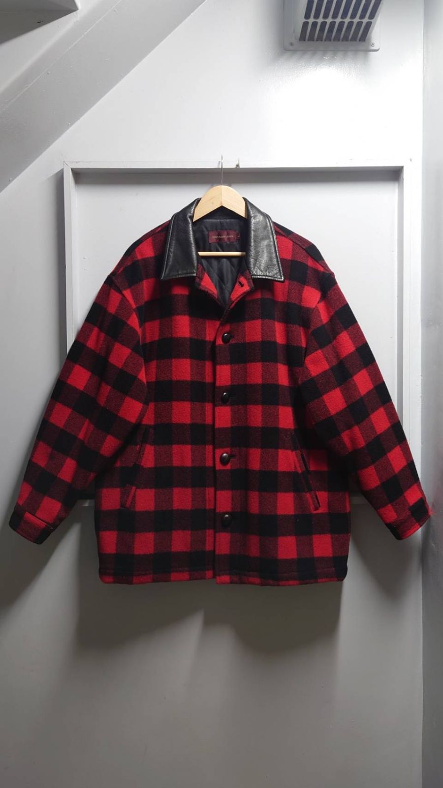 70’s CHAPS RALPH LAUREN 襟レザー ウール ハンティングジャケット L