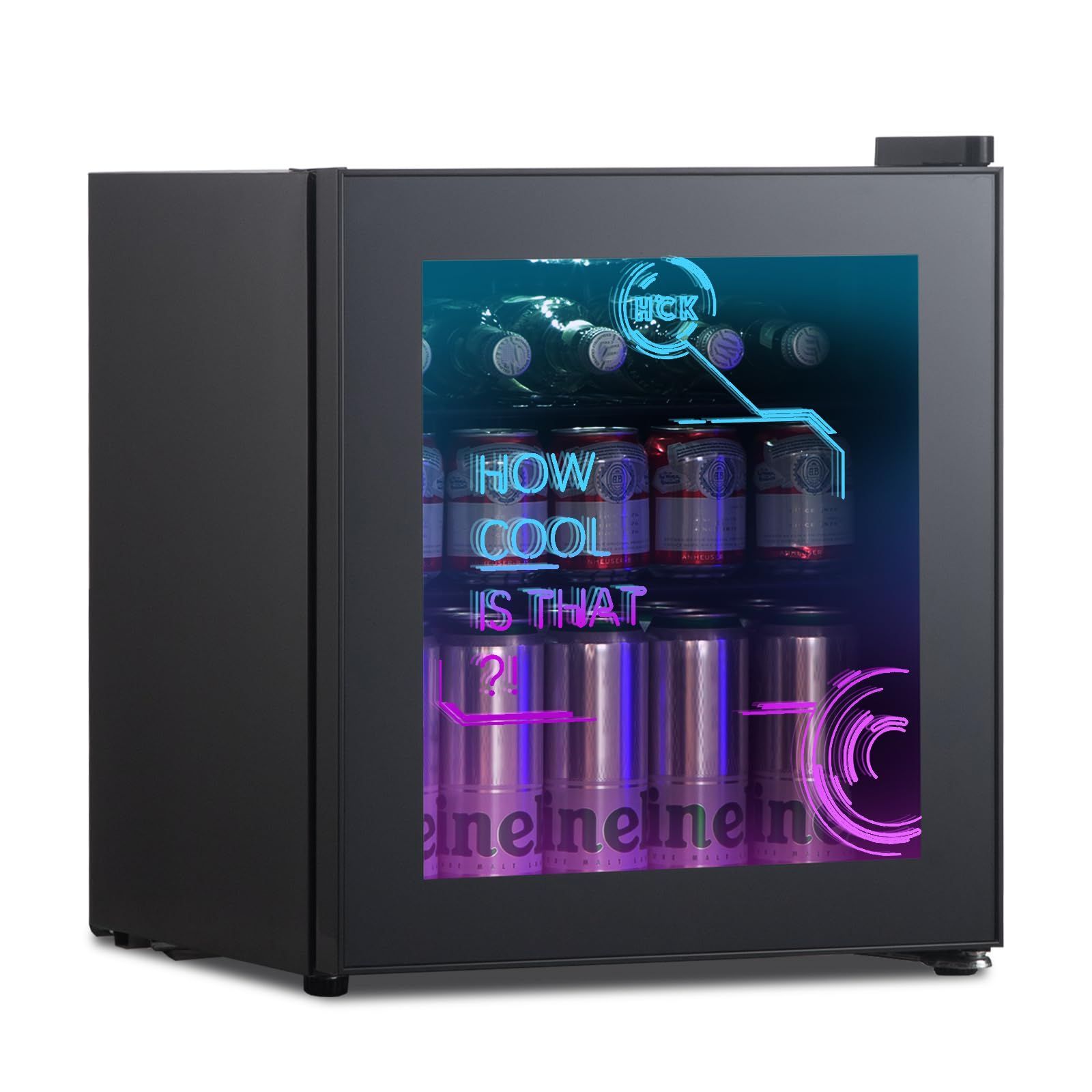 HCK 冷蔵庫 小型 92L ドリンク用 LEDネオン HCK 冷蔵庫 小型 92L ドリンク用 スムージー作り LEDネオン 透明