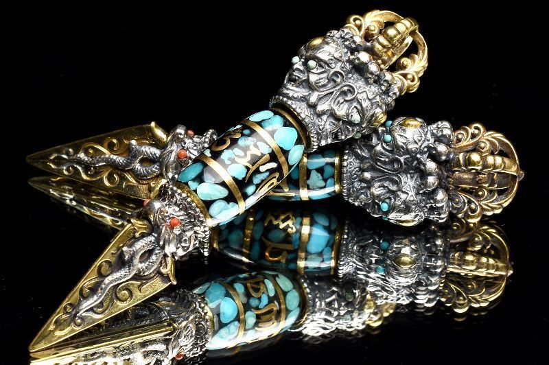 アウトレット シルバー925 ターコイズ＆赤瑪瑙 74x15.5mm 六字真言