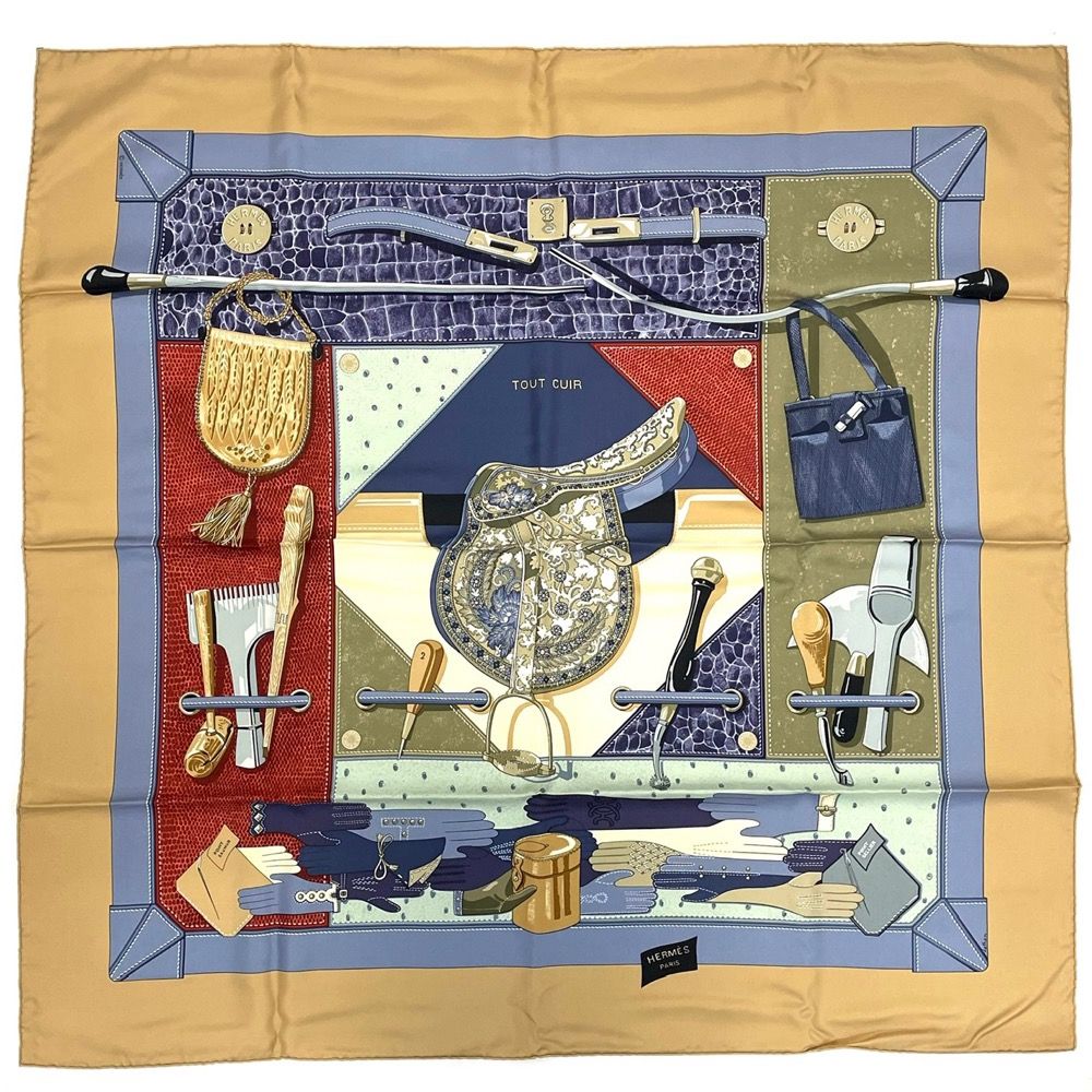 ☘️美品☘️ HERMES　TOUT CUIR すべて革 　スカーフ カレ90 質屋 エルメス HERMES カレ90 スカーフ TOUT CUIR すべて皮 革