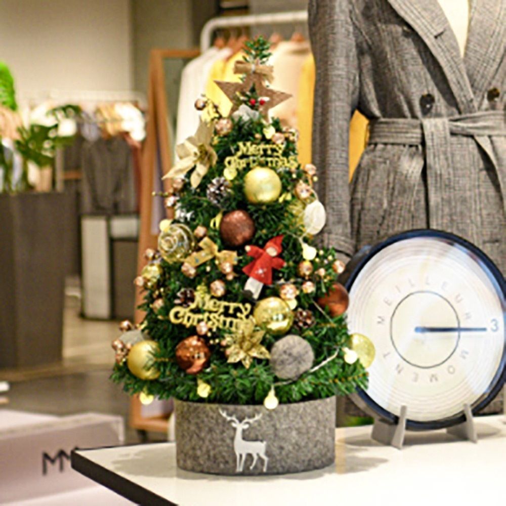 クリスマスツリー ゴールド オーナメント付き LED付き 90cm