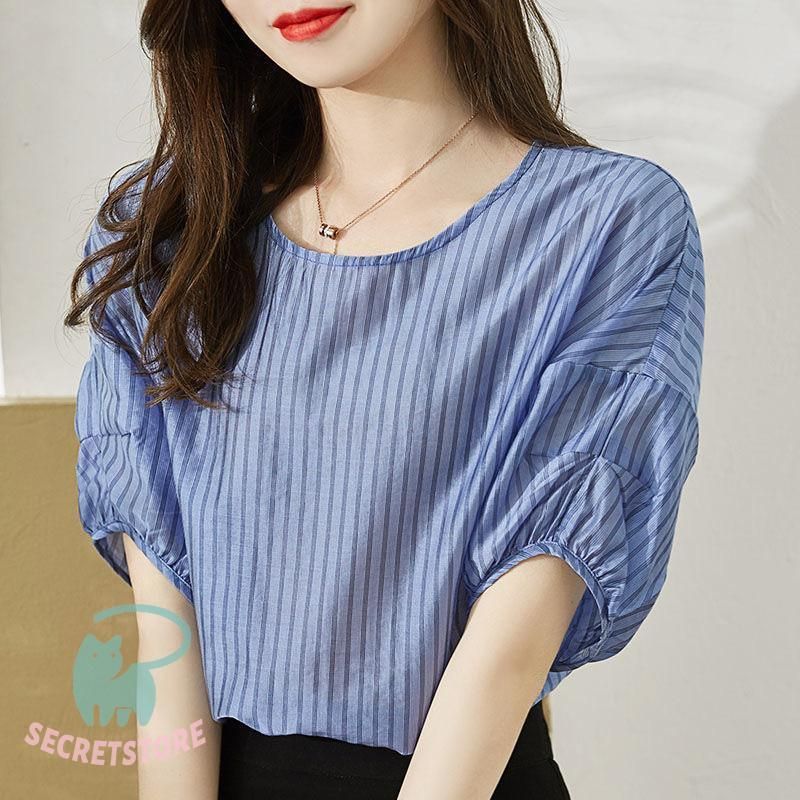 シャツ レディース シンプル 半袖 ブラウス ゆったり 大きいサイズ 春 夏 春服 夏服 きれいめ トップス カットソー カジュアル 体型カバー blo02501.jpg