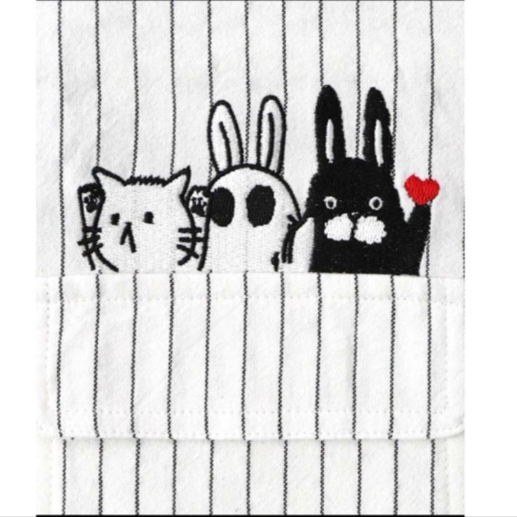  ScoLar Parity ひょっこりParity刺繍のストライプシャツ 長袖 シャツ ブラウス