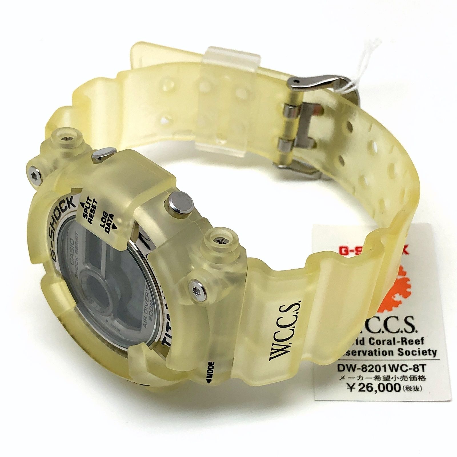 G-SHOCK ジーショック DW-8201WC-8T FROGMAN W.C.C.S. フロッグマン トリプルマンタEL サンゴ 黒ロゴ  ホワイトスケルトン - メルカリ