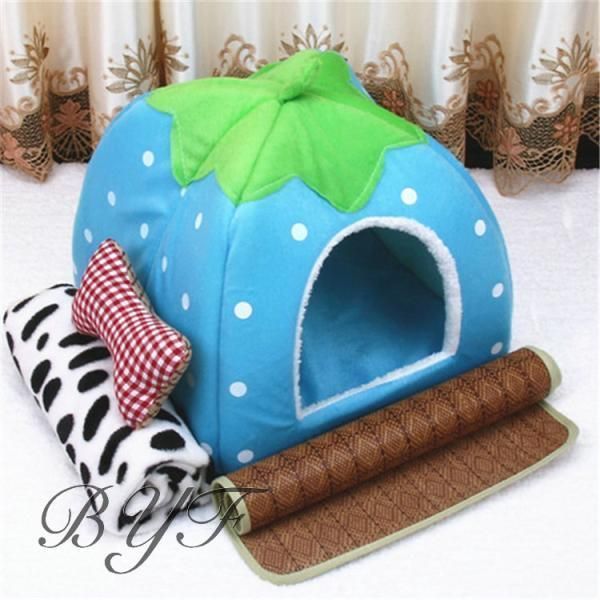 ペットハウス ドーム型 ペットベッド 犬 猫 ソファー イチゴ型 いちご 苺 ハウス ドーム 室内 かわいい 冬 小動物 4点セット おしゃれCYB560在庫限り STEELWINDOWSANDDOORS_COM