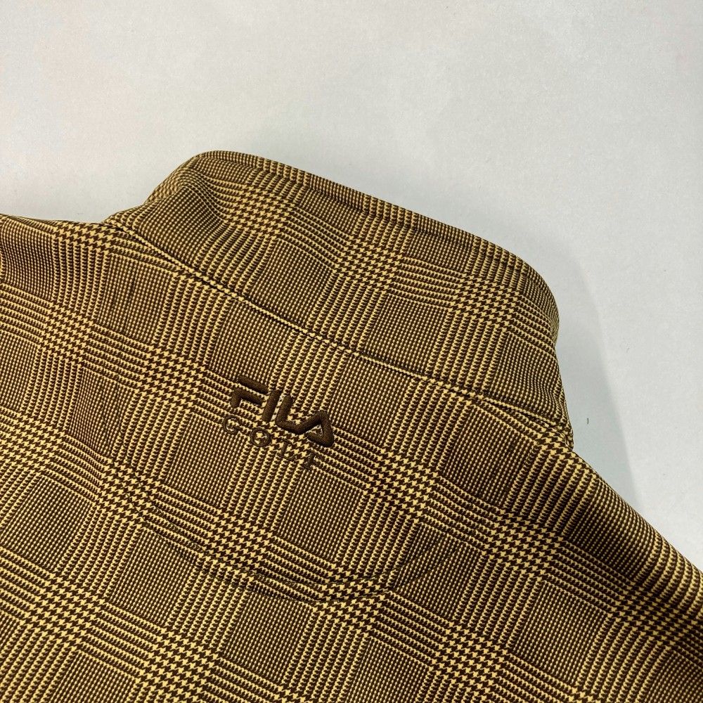 サイズ：L FILA GOLF フィラゴルフ  裏起毛 ジップジャケット チェック柄 ブラウン系 [240101428070] ゴルフウェア メンズ ストスト FILA GOLF フィラゴルフ 裏起毛 ジップジャケット チェック柄