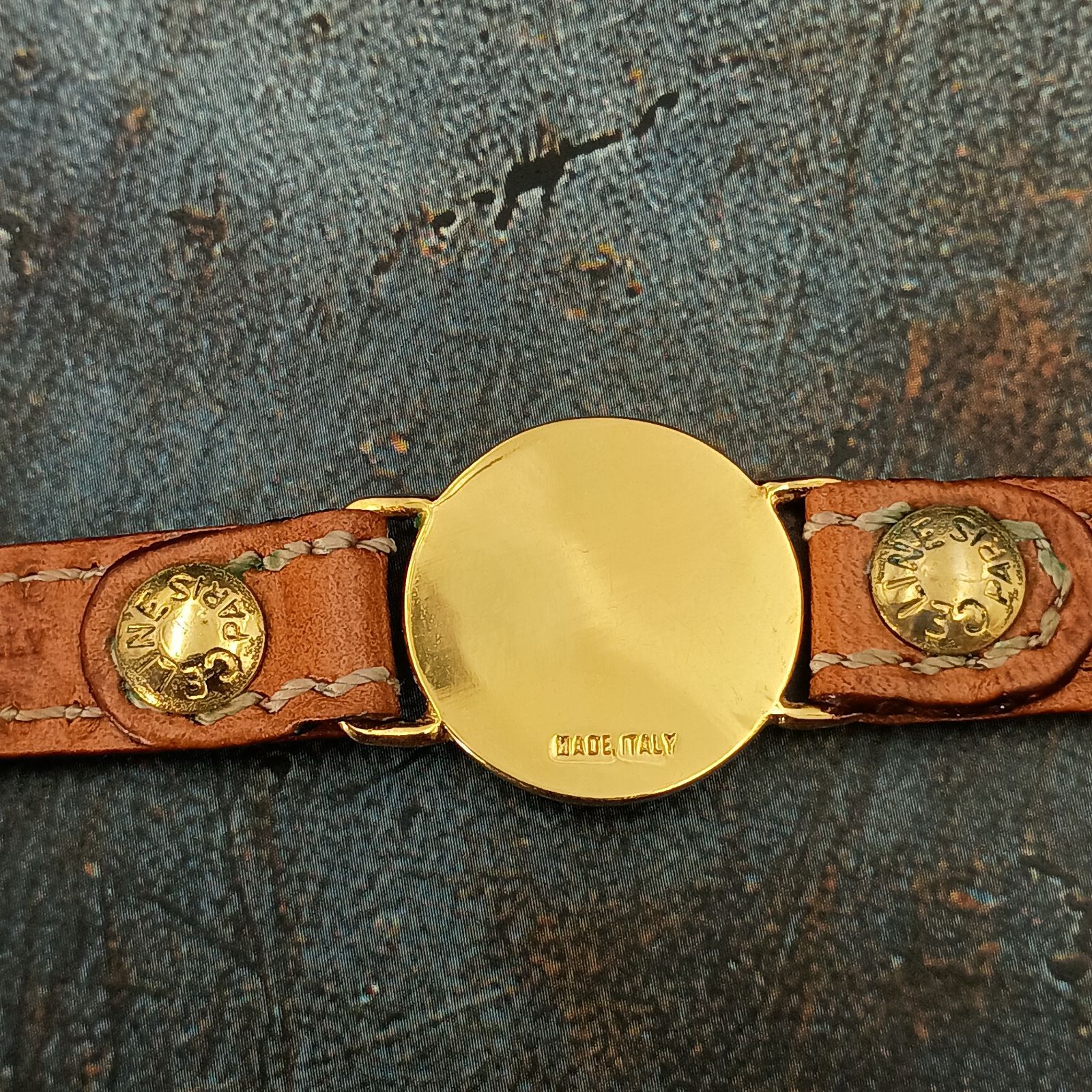 CELINE セリーヌ レザーブレスレット 馬車 ゴールド ヴィンテージ