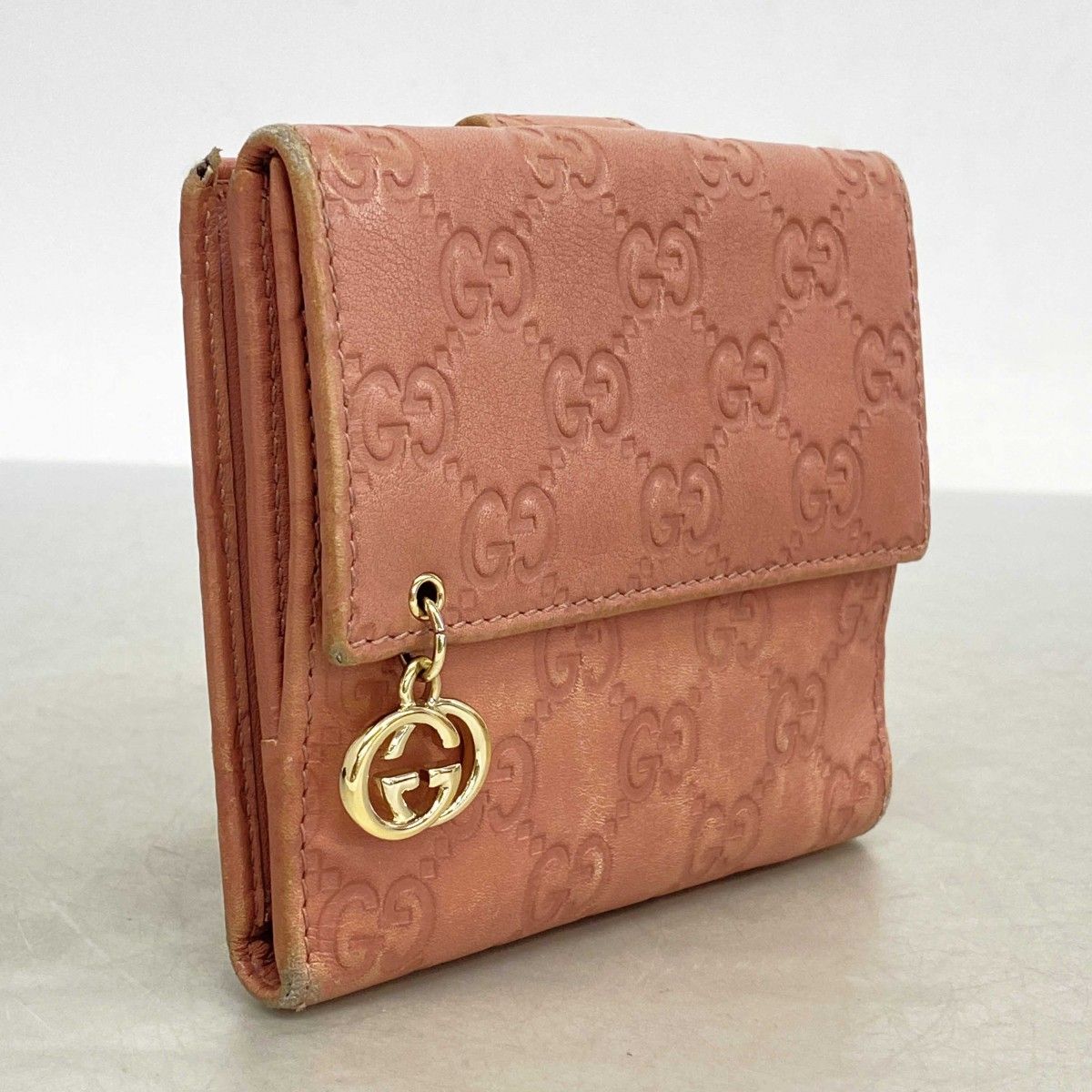 5ic3523 グッチ 財布 グッチシマ 212105 レザー ピンク ゴールド金具 レディース