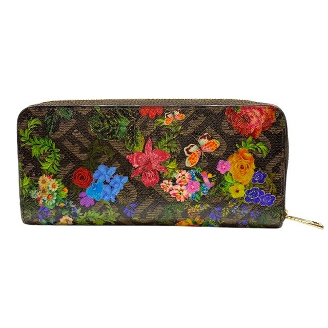 フルラ 長財布 財布 ロングウォレット ラウンドジップ ジップアラウンド モノグラム フラワー 花柄 蝶 PVC ブラウン FURLA