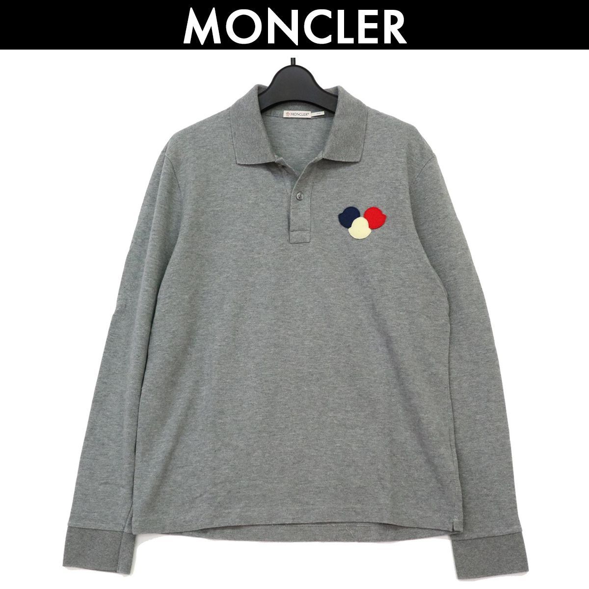 モンクレール MONCLER ポロシャツ 長袖 鹿の子 L グレー MAGLIA POLO